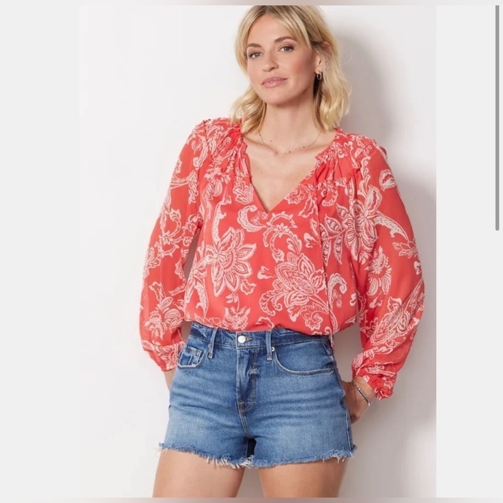 Evereve Hayden Chiffon Gathered Blouse M